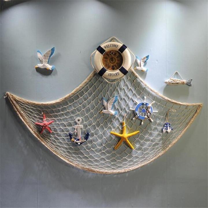 Sailor Style Home Door Wall Hanging Fishing Net Seaside Beach Shell Nautical Party Decoration Sail Wall Net Party