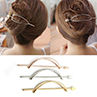 Women Hollow Out Geometric Elliptical Leaf Updo Hairpin Barrette Hair Accessory. 