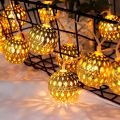 Moroccan LED Globe Fairy Lights Metal Balls Outdoor Ring Light for Eid Birthday Party Milad Melad Christmas New Year Festival home decoration items. 