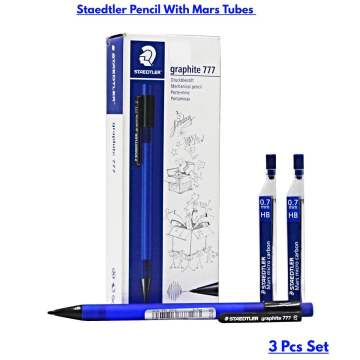 Staedtler 777 Mechanical Pencil 0.7mm - Graphite Pencil, Mechanical Clutch Pencil With 2 Mars Lead Tubes 0.7mm ( 3 Pcs Set )