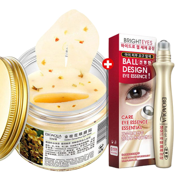 Pack of 2 Golden Osmanthus Eye Mask and Eye Roller