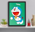 Doraemon cartoon Hanging Glass Photo Frame in Premium Glossy Photo Paper A4 8x12” size for Home Decor and Decoration Accessories. 
