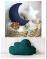 Fancy Decorative Soft Velvet Pack Of 3 Kids Room Cushion-Baby Cot Pillows-Babies Carry Nest Nursery Cushion Star Moon And Cloud Shape. 