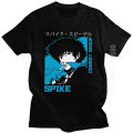 Classic 90s Anime Cowboy Bebop T-shirt Men Spike Spiegel Graphic T Shirt Pure Cotton Manga Tee Tops O-neck Clothing Gift For Man. 