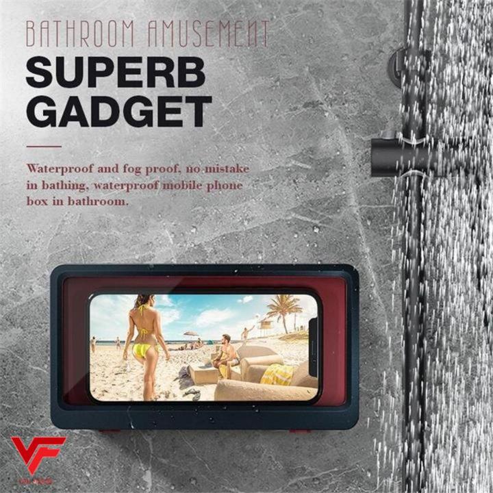 Bathroom Toilet Mobile Phone Holder Box Wall Mounted Soap Bracket 6.8 Inch Phone Storage Case Waterproof Shower Watching Holder Rain Proof Mobile Case Cell Phone Protect Box for Bath Room Magic Box