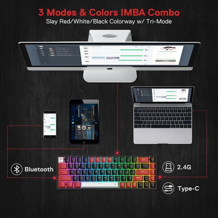 Redragon%20K631%20Castor%20PRO%2065%25%203-Mode%20Wireless%20RGB%20Gaming%20Keyboard,%2068%20Keys%20Hot-Swappable%20Compact%20Mechanical%20Keyboard%20w/Hot-Swap%20Quiet%20Red%20Linear%20Switch%20-%20Image%203