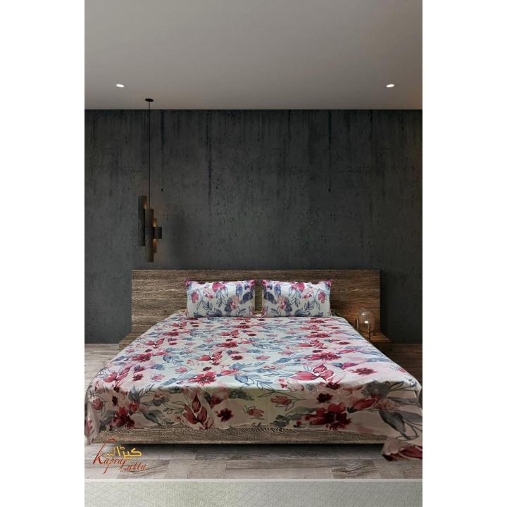 Printed Bed Sheet King Queen/Double Size 3 Piece Set (1 Bed Sheets and 2 Pillow Covers) - Cotton Bedsheet | Bed Sheets King Size | Bed Sheets Double Size | Bridal Bed Sheets | Bedsheet | Bedsheets | Export Quality Bed Sheets | Bedsheet Designs In Pakistan