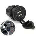 Universal Dual USB Car Charger Panel – In-Dash Flush Mount for Jeep, Truck, RV, Boat | 2 USB Ports (2.1A + 1.2A) | 12V/24V Power Socket Adapter. 