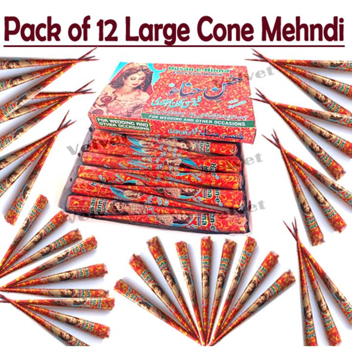 Pack of 12 Bridal Cone Mehndi Henna Fast Dark Colour Mehndi Multani Mehndi