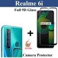 Realme 6i Full Black 9D5D6D10D11D21D Tempered Glass Screen Protector Full Glue Edge To Edge + Back Camera 9H Gorilla Flexible Protector For Realme 6i. 