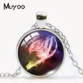 New Fairy Tail Anime Glass Dome Jewelry Pendants Fairy Tale Cartoon Patterns Handmade Zinc Alloy Necklace. 