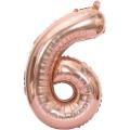 Planet T: ROSE GOLD NUMERIC FOIL BALLOON: NUMBER 6 (40"). 
