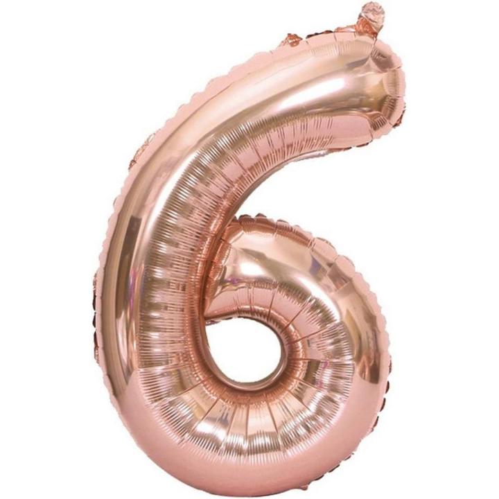 Planet T: ROSE GOLD NUMERIC FOIL BALLOON: NUMBER 6 (40")