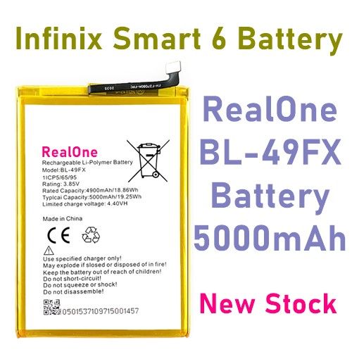 Infinix Smart 6 Battery Replacement RealOne BL-49FX Battery with 5000mAh Capacity By RealOne