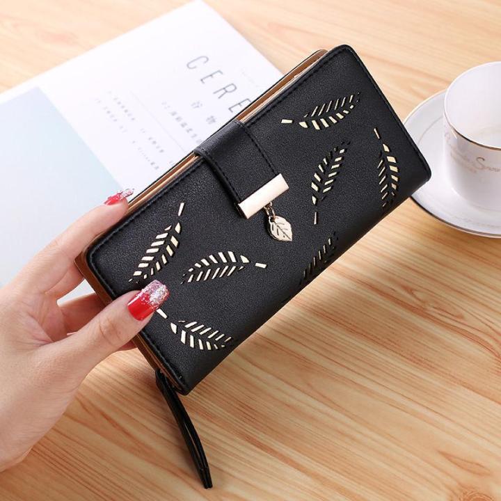 Stylish%20Mall%20-Luxury%20Pu%20%20Leather%20Women%20Wallets%20Long%20Hasp%20Fold-Over%20Pattern%20Coin%20Purses%20Hollow%20Leaf%20Zipper%20Buckle%20Wallet%20for%20Girls%20Card%20Holder%20and%20money%20-%20Image%203