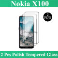 2 Pcs Nokia X100 Tempered Glass Screen Protector 2.5D Polish Glass Guard For nokia x100 - Transparent. 