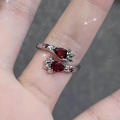 Irregular Red Crystal Glass Heart Aesthetic Rings For Women Y2K Gothic Animal Spider Ring Creative Grunge Jewelry Accessories. 