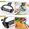 Slice, Peel, and Dice with Ease 3 in1 Stainless Steel Roto Peeler/Slicer. 