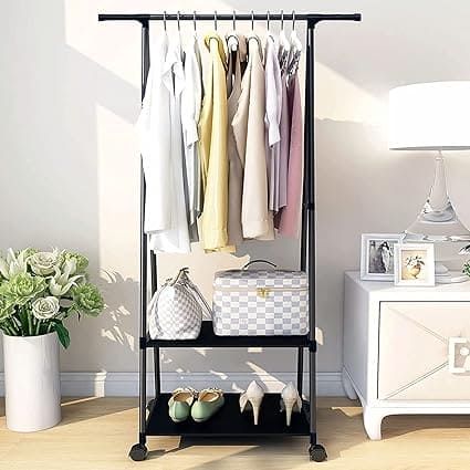 Garment%20Rack%20With%202-Tier%20Shelves,%20Clothes%20Coat%20Hanger,%20Clothing%20Hallstand%20Coat%20Shoes%20Organzier%20Storage%20Rack%20Trolley,%202-in%201%20Garment%20Rack%20Clothing%20Rack%20with%202%20Tier%20Metal%20Basket%20Rolling%20Storage%20Cart%20-%20Image%205