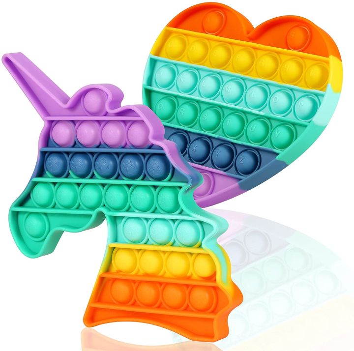 Pop it Fidget Toy - Push Pop Bubble Fidget Spinner - Pop it Puzzle Toy - Rainbow Poppet Fidget Toy - Poppit Bubble Fidget Toy