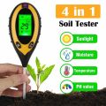 4 In 1 Digital PH Meter Soil Moisture Monitor Temperature Sunlight Tester For Gardening Plants Farming With Blacklight. 