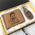 GENUINE QUALITY CUSTOMIZE NAME AND PICTURE ENGRAVED WALLET AND KEYCHAIN WITH BOX PACKING. 