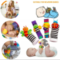 4 Pcs Baby Rattle Set Toys Infant Wrist Strap Baby Socks Foot Finder Educational Handbells Cute Spider Cartoon. 