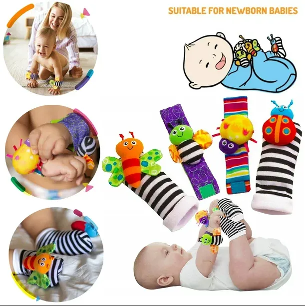 4%20Pcs%20Baby%20Rattle%20Set%20Toys%20Infant%20Wrist%20Strap%20Baby%20Socks%20Foot%20Finder%20Educational%20Handbells%20Cute%20Spider%20Cartoon%20-%20Image%203