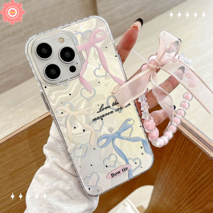 For Infinix Smart 9 7 5 8 6 Plus Tecno Spark 10 20 Pro GO 1 10C 20C Hot 20 10 40 12 30 11 Play Hot 50i 40i 30i Camon 20 Note 30 40 Pro Cute Love Heart Bow Knot Bracelet Case
