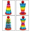 Rainbow Tower Stacker - Colorful Stacker - Tower Ring Blocks - Wooden Stacker. 