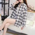 Plaid Shirt Women's New Spring and Autumn Clothing Long Sleeve Loose Korean Style Shirt Retro Hong Kong Style Top. 