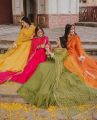 Wedding Collection Silk 3-Piece Stitched Maxi Dress for Women, Medium/Large Sizes. 