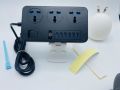 Adhesive Electrical Extension Board - 3 Universal Power Sockets + 6x USB Ports, 1.85m Extension Lead, 3000W-16A 250V - Black | Universal Socket Plug, Ideal for Home, Office or Travel  | Stick Anywhere|  Power Extension | Electric Extension |. 