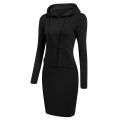 Hoodie Dress Long Sleeve Solid Color Hooded Sweatshirt Dress. 