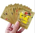 55 Pcs Pokémon Gold Foil Cards Set – English TCG Anime Cartoon Pokémon Cards, Rare Collector’s Edition Box, Golden Edition Gift Pack for Kids & Fans. 