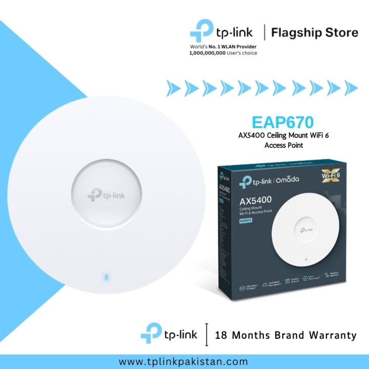 TP-Link WiFi 6 Access Point Ceiling Mount EAP670 AX5400 Ceiling Mount WiFi 6 Access Point - 18 Months Brand Warranty