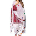 Sindhi AJRAK 3 Piece Dress in Lawn With Chifoun Dupatta for Women. 