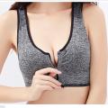 Women Zip Front Sports Bra Wireless Post Surgery Bra Active Yoga Sport Yoga Bra. 