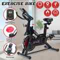 Exercise Spinning Bike, Black, Office Cardio Workout Training, Home Fitness Equipment with LCD Display and Heart Rate Adjustment - MOOSENG. 