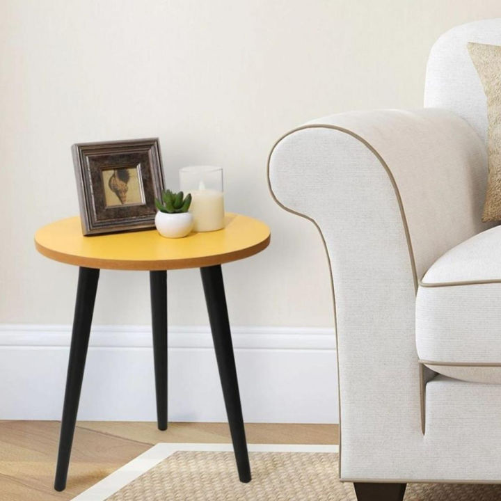 eFurniture Curved Foldable Side Table, Coffee table (15 Inches Top & 20.5 Inches Height ) with Solid Wooden legs