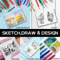 Sketch Book - A4 & A3 Size - 220g Thick & Hard Canvas Page - For Acrylic & Watercolour For Professional Artist. 