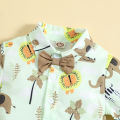 Baby Boy's Safari Theme Birthday Outfit Summer Toddler Boy Clothing 2PCS Set Kids Cartoon Boys Gentleman Clothes Suit Cotton Sunsuit 6-24 Months. 