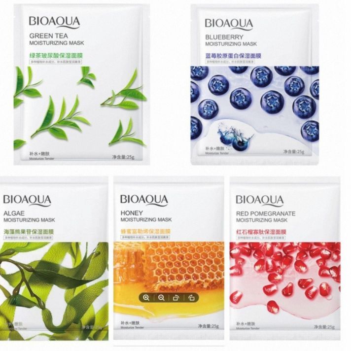 Bioaqua Pack of 5 Moisturizing Face Sheet Masks – Hydration & Dryness ...