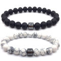 CLASSIC Vintage wholesale mens bracelets Frosted stone men bracelet stone/black bead bracelet. 