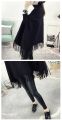Women Poncho Coat Solid Elegant Pullover Female Jumper Irregular Tassel. 