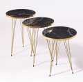 Mexico Present 1 Pcs / Set of 3 Round Coffee Table HIGH Gloss Nesting End Tables - Coffee table - Stool - Accent Tables with Metal Legs for Living Room, Home Office, Nightstands for Bedroom, Sturdy Easy Assembly - 3 Piece Nesting Table set for living Room. 