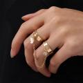 Korean Stylish New Butterfly Two Finger Open Adjustable Ring With Chain Crystal And Fashion Rings For Girls & Women 2pcs/Set. 