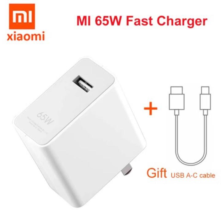 Xiaomi Charger Turbo Charge Original 65W EU GaN Adapter QC 4.0 Fast Charge Redmi Note 9 Pro 10 K30 5A Cable Charging MI 11 10  POCO X3 Mi 10T 10 Pro 5G Redmi 9 9C 9A POCO M3 MI 11 lite (40 Minutes Fully 100% Charged)