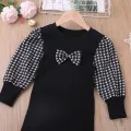 Humor Bear Autumn Children's Dresses Baby Girl Kid Clothes Plaid ing Dress for 2-6 Years. 