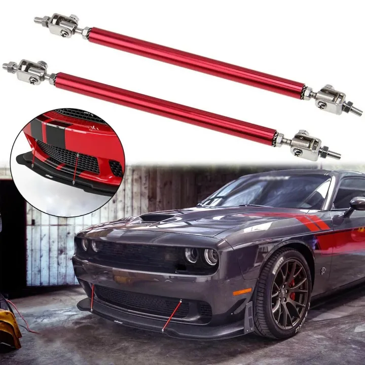 2 Pcs Universal Adjustable Red Front Bumper Lip Splitter Rod Support ...